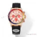 Swiss Copy Rolex Daytona Rainbow Baguettes 40mm Watch IPK 7750 Rubber Strap